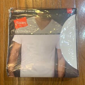 Hanes Platinum White V-Neck T-Shirt